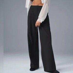 Alo Yoga High Waist Pursuit Trouser Women’s Wide Leg Pleated Black Pants Small